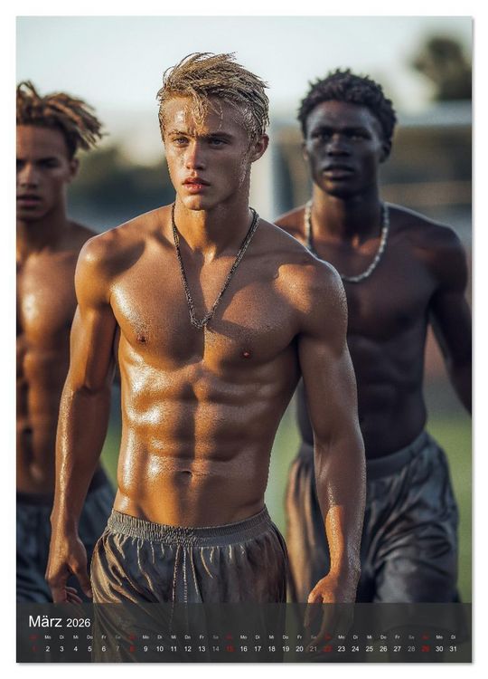 Produktbild: SEXY JUNGS - Nackte Haut beim Fu&szlig;ball (Wandkalender 2026 DIN A3 hoch), CALVENDO Monatskalender