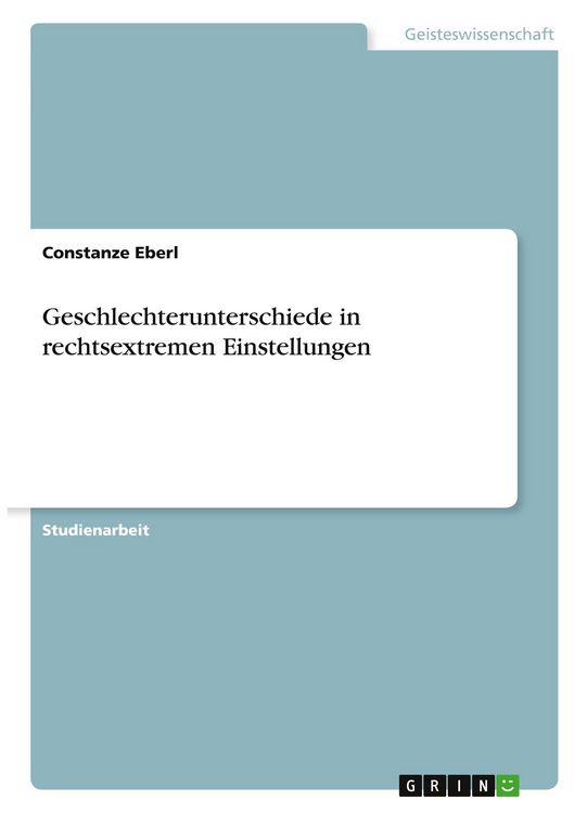 Produktbild: Geschlechterunterschiede in rechtsextremen Einstellungen