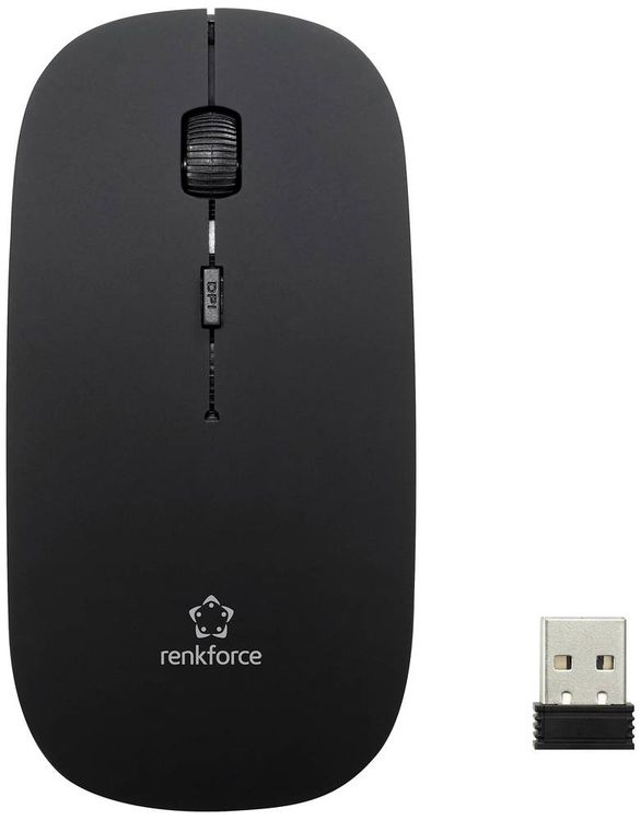 Produktbild: Renkforce RF-KMC-410 Kabellos Tastatur, Maus-Set Deutsch, QWERTZ Schwarz