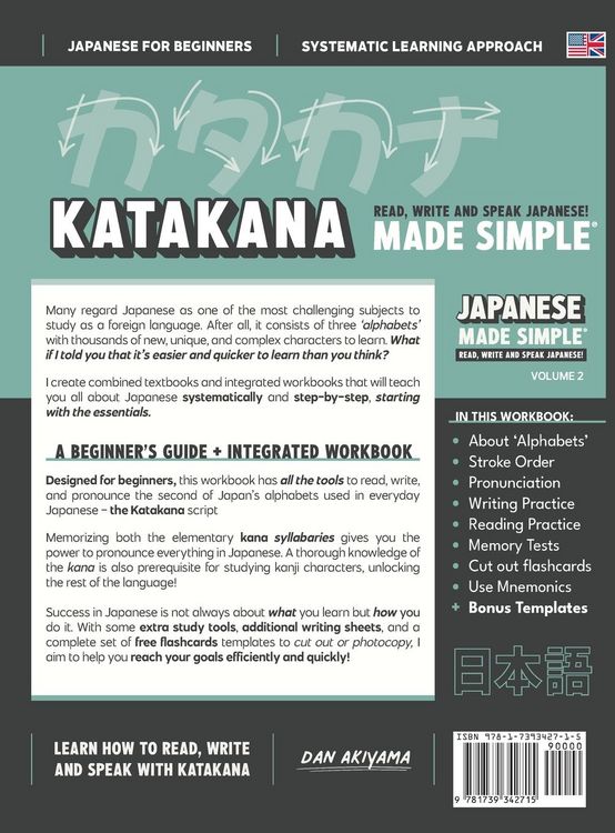Produktbild: Learning Katakana - Beginner's Guide and Integrated Workbook | Learn how to Read, Write and Speak Japanese