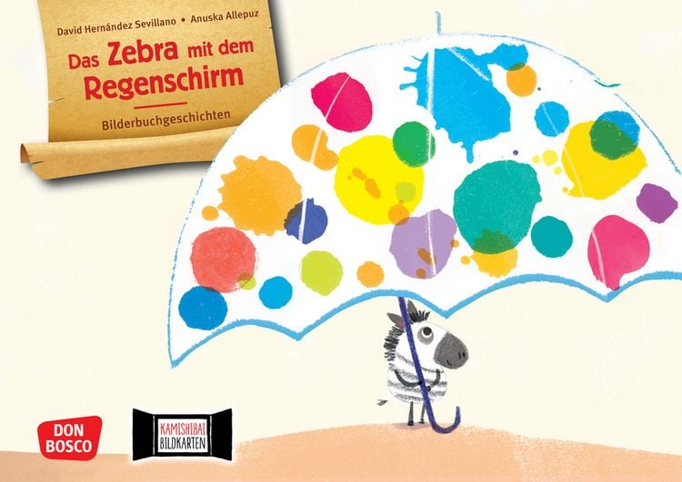 Produktbild: Das Zebra mit dem Regenschirm. Kamishibai Bildkartenset