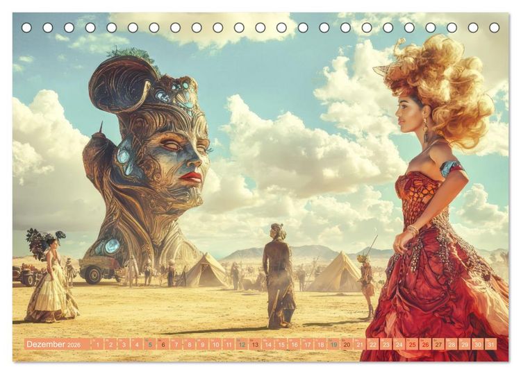 Produktbild: Festival in der W&uuml;ste - Bunt und schr&auml;g (Tischkalender 2026 DIN A5 quer), CALVENDO Monatskalender