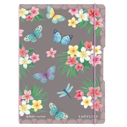Produktbild: Herlitz Notizheft flex A4, 40 Blatt kariert + 40 Blatt liniert, Ladylike Butterflies, gelocht, Perforation my.book