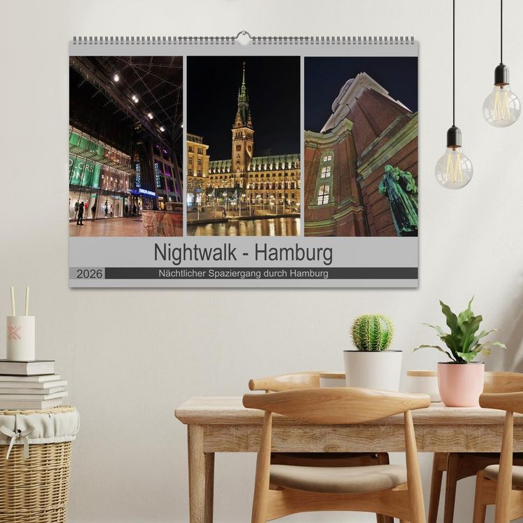 Produktbild: Nightwalk - Hamburg (Wandkalender 2026 DIN A2 quer), CALVENDO Monatskalender