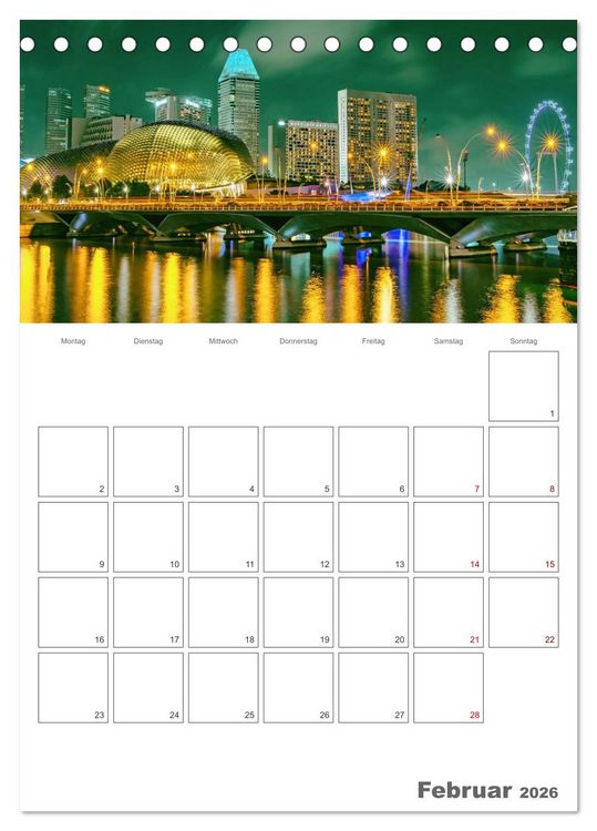 Produktbild: Unterwegs in Singapur (Tischkalender 2026 DIN A5 hoch), CALVENDO Monatskalender