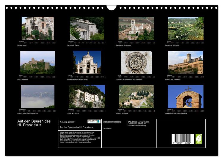 Produktbild: Auf den Spuren des Hl. Franziskus (Wandkalender 2026 DIN A3 quer), CALVENDO Monatskalender