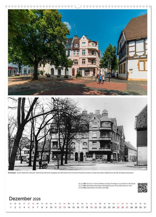 Produktbild: Bielefelder Fotomotive heute und damals mit historischen Ereignissen (Wandkalender 2026 DIN A2 hoch), CALVENDO Monatskalender