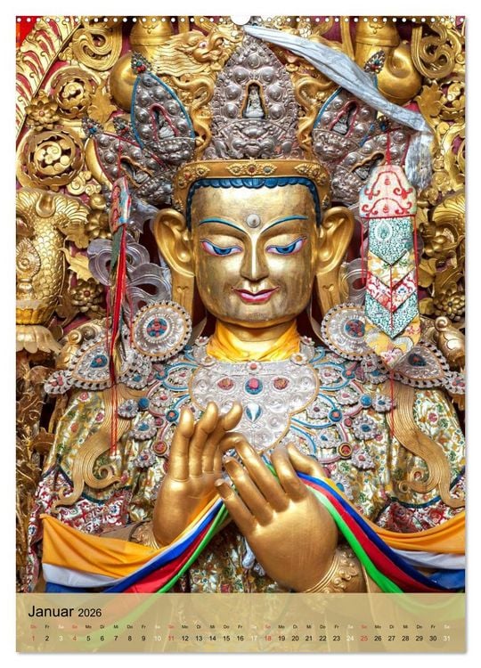 Produktbild: BUDDHA in GOLD (Wandkalender 2026 DIN A2 hoch), CALVENDO Monatskalender