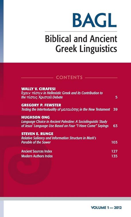 Produktbild: Biblical and Ancient Greek Linguistics, Volume 1