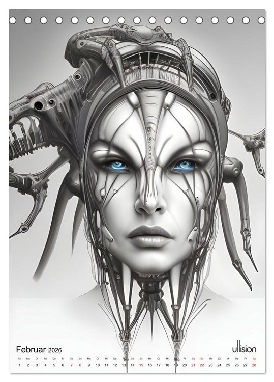 Produktbild: Biomechanic Portrait - Sch&ouml;nheit zwischen Mensch und Maschine (Tischkalender 2026 DIN A5 hoch), CALVENDO Monatskalender