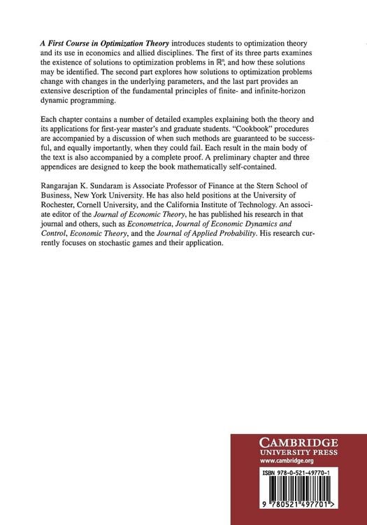 Produktbild: A First Course in Optimization Theory