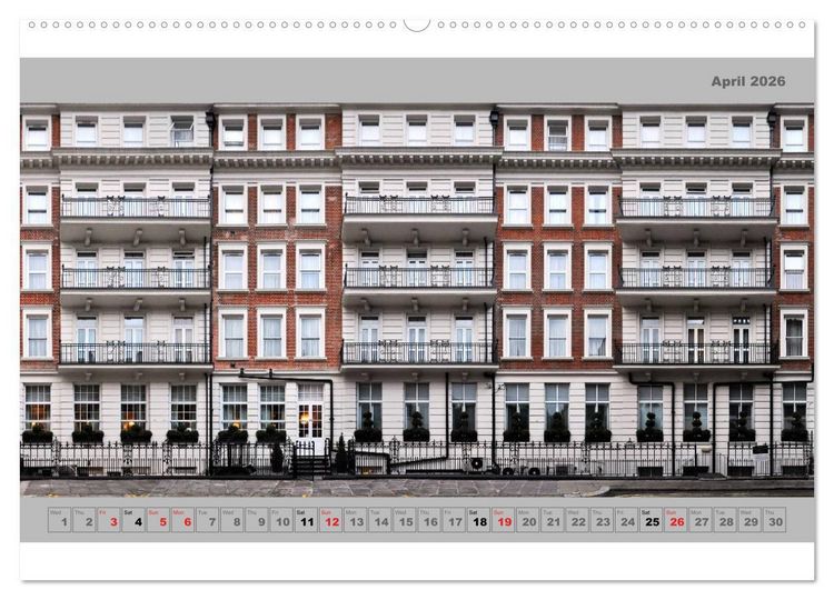 Produktbild: London Street Fronts 2026 / UK-Version (High Quality Premium Wall Calendar 2026 DIN A2 landscape),CALVENDO 12 Month Wall Calendar
