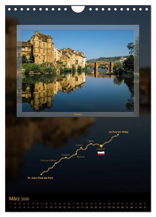 Produktbild: Jakobsweg Via Podiensis (Wandkalender 2026 DIN A4 hoch), CALVENDO Monatskalender