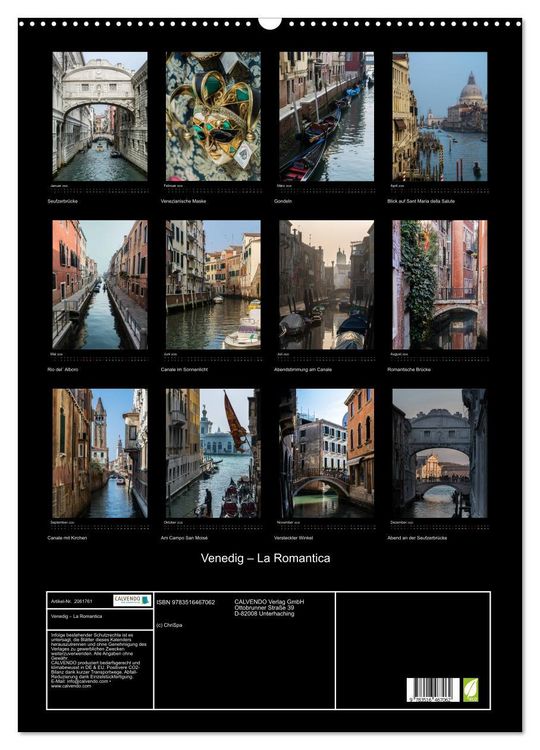 Produktbild: Venedig &ndash; La Romantica (Wandkalender 2026 DIN A2 hoch), CALVENDO Monatskalender