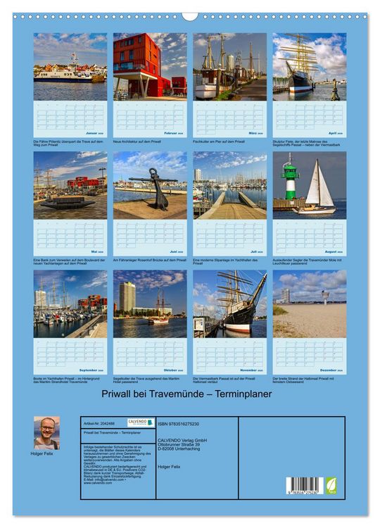Produktbild: Priwall bei Travem&uuml;nde &ndash; Terminplaner (Wandkalender 2026 DIN A2 hoch), CALVENDO Monatskalender