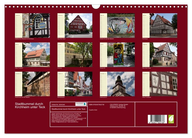 Produktbild: Stadtbummel durch Kirchheim unter Teck (Wandkalender 2026 DIN A3 quer), CALVENDO Monatskalender