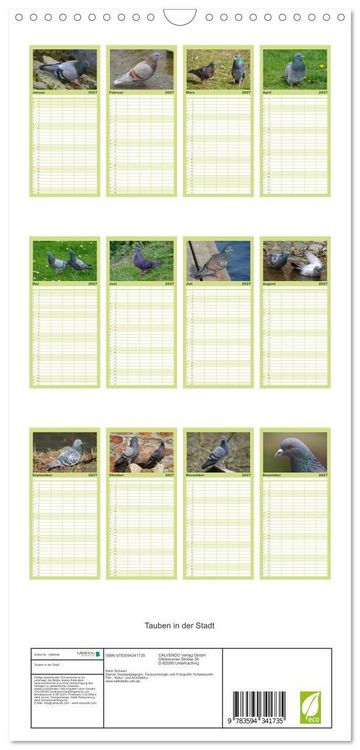 Produktbild: Familienplaner 2027 - Tauben in der Stadt mit 5 Spalten (Wandkalender, 21 x 45 cm) CALVENDO
