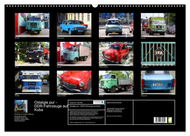 Produktbild: Ostalgie pur - DDR-Fahrzeuge auf Kuba (Wandkalender 2026 DIN A2 quer), CALVENDO Monatskalender