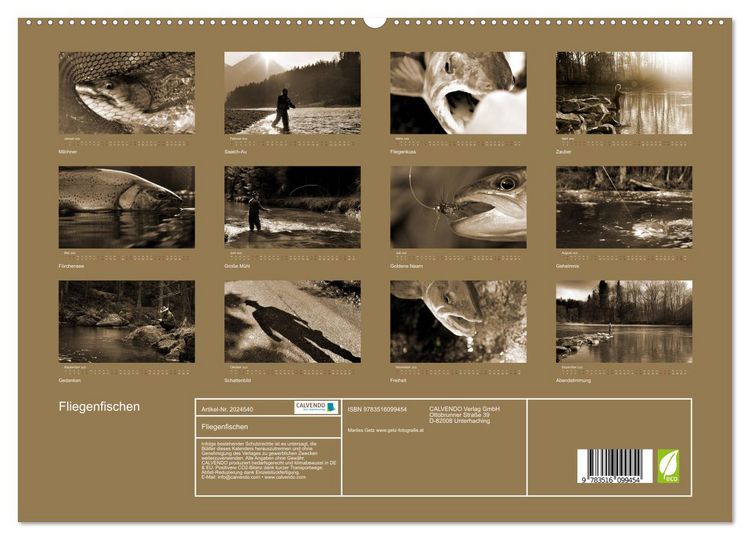 Produktbild: Fliegenfischen (hochwertiger Premium Wandkalender 2026 DIN A2 quer), Kunstdruck in Hochglanz