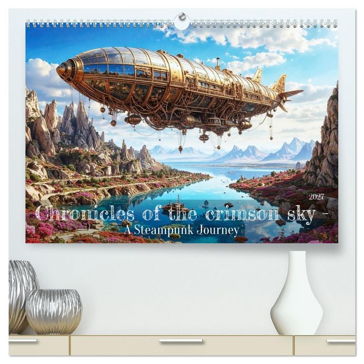 Produktbild: Chronicles of the crimson sky - A Steampunk Journey (High Quality Premium Wall Calendar 2027 DIN A2 landscape),CALVENDO 12 Month Wall Calendar