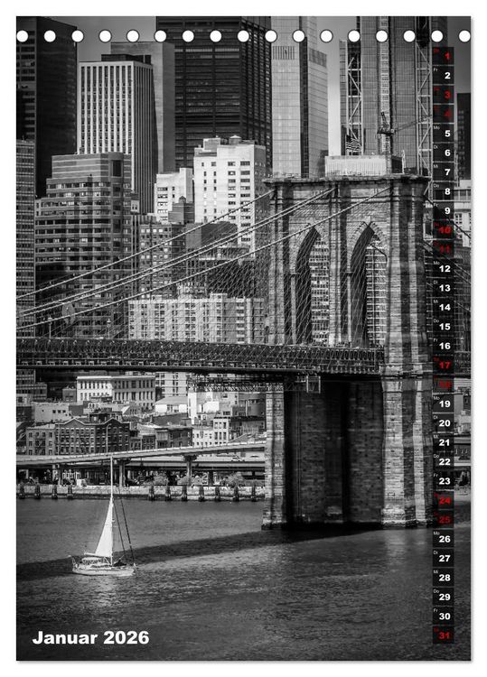 Produktbild: NEW YORK CITY Monochrome Stadtansichten (Tischkalender 2026 DIN A5 hoch), CALVENDO Monatskalender