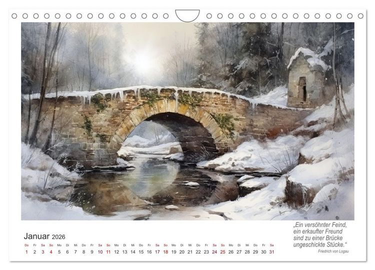 Produktbild: Br&uuml;ckenromantik (Wandkalender 2026 DIN A4 quer), CALVENDO Monatskalender