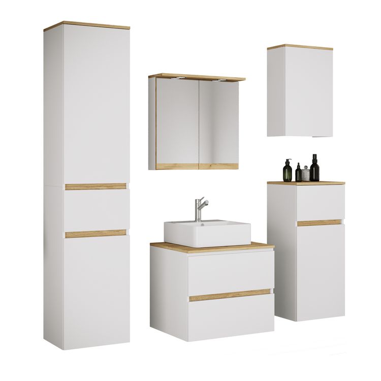 Produktbild: 6 tlg. Badm&ouml;bel-Set mit Waschbecken Cosila-A 60 cm