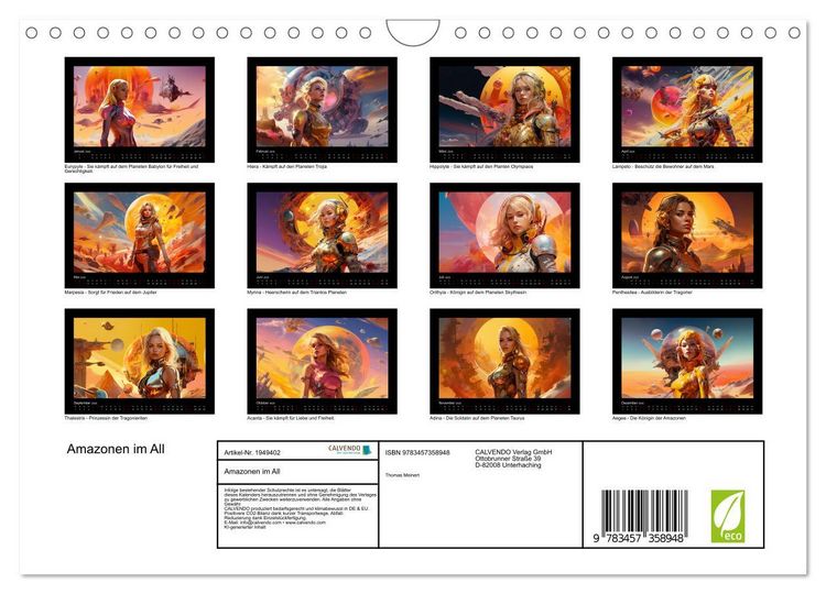 Produktbild: Amazonen im All (Wandkalender 2026 DIN A4 quer), CALVENDO Monatskalender