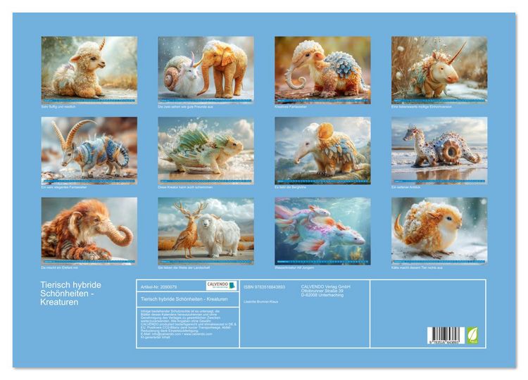 Produktbild: Tierisch hybride Sch&ouml;nheiten - Kreaturen (Wandkalender 2026 DIN A2 quer), CALVENDO Monatskalender