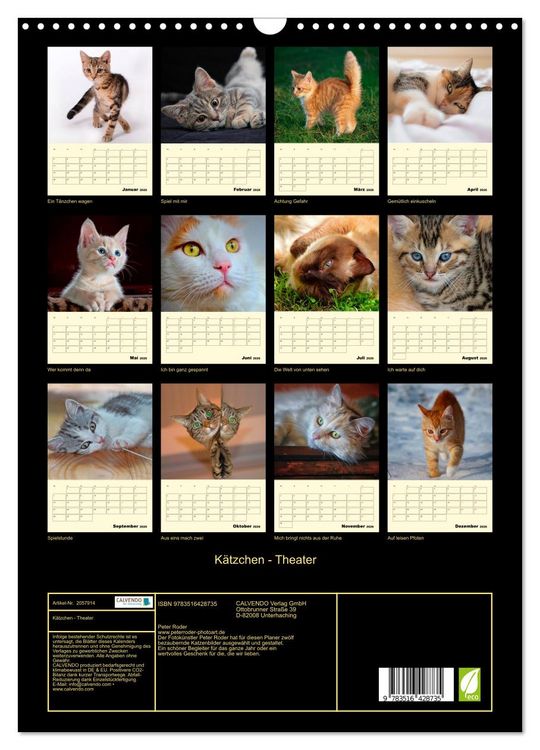 Produktbild: K&auml;tzchen - Theater (Wandkalender 2026 DIN A3 hoch), CALVENDO Monatskalender