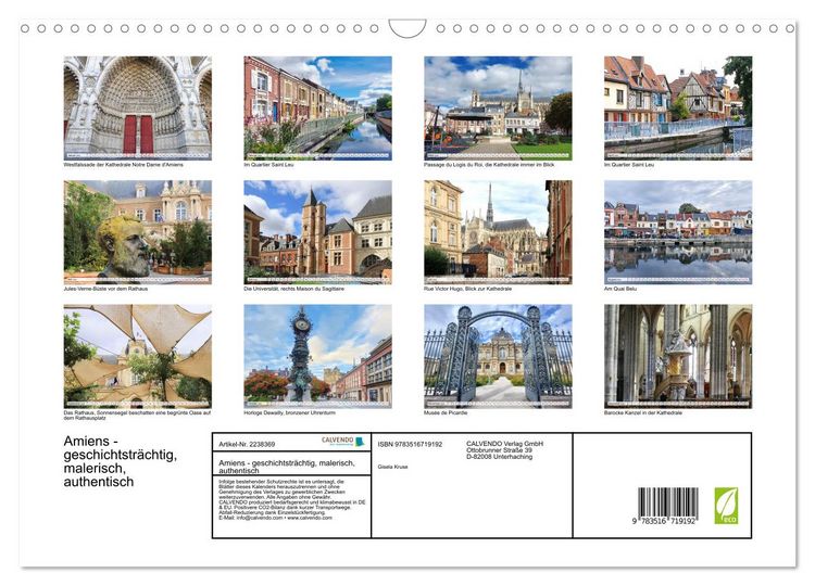 Produktbild: Amiens - geschichtstr&auml;chtig, malerisch, authentisch (Wandkalender 2026 DIN A3 quer), CALVENDO Monatskalender