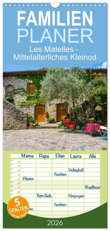 Produktbild: Familienplaner 2026 - Les Matelles - Mittelalterliches Kleinod mit 5 Spalten (Wandkalender, 21 x 45 cm) CALVENDO