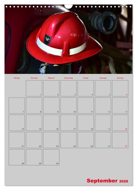 Produktbild: Alte Feuerwehrhelme - Terminplaner (Wandkalender 2026 DIN A3 hoch), CALVENDO Monatskalender
