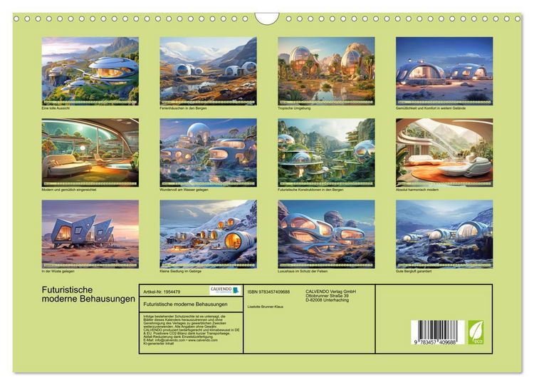 Produktbild: Futuristische moderne Behausungen (Wandkalender 2026 DIN A3 quer), CALVENDO Monatskalender
