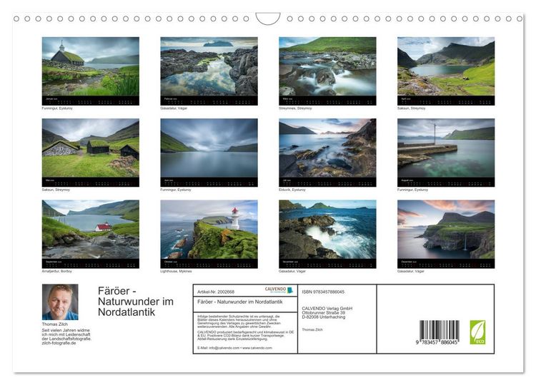 Produktbild: F&auml;r&ouml;er - Naturwunder im Nordatlantik (Wandkalender 2026 DIN A3 quer), CALVENDO Monatskalender
