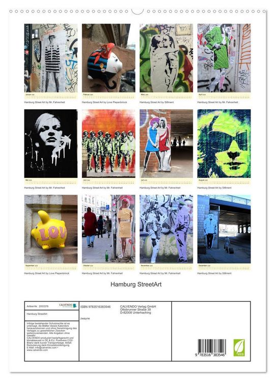 Produktbild: Hamburg StreetArt (hochwertiger Premium Wandkalender 2026 DIN A2 hoch), Kunstdruck in Hochglanz