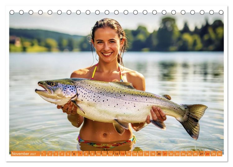 Produktbild: Sexy - Girls mit gro&szlig;en Lachsen (Tischkalender 2027 DIN A5 quer), CALVENDO Monatskalender