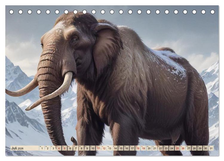 Produktbild: Riesen der Eiszeit &ndash; Ein Jahr voller Mammut Momente (Tischkalender 2026 DIN A5 quer), CALVENDO Monatskalender