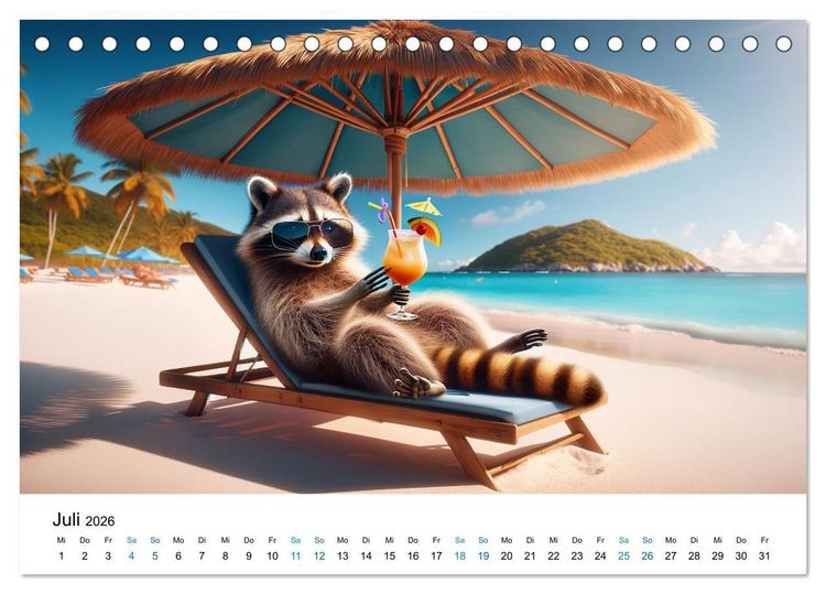 Produktbild: Lustige Waschb&auml;ren (Tischkalender 2026 DIN A5 quer), CALVENDO Monatskalender