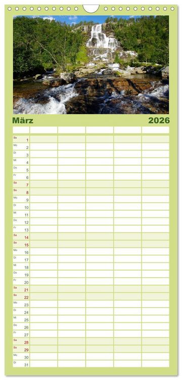 Produktbild: Familienplaner 2026 - Norwegen PUR mit 5 Spalten (Wandkalender, 21 x 45 cm) CALVENDO