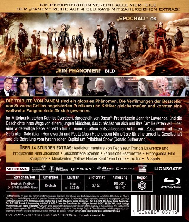 Produktbild: Die Tribute von Panem Gesamtedition [4 BRs]