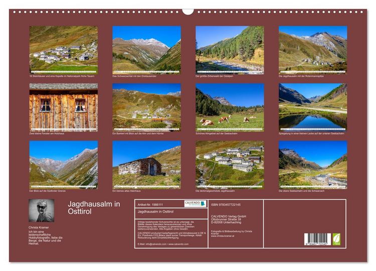 Produktbild: Jagdhausalm in Osttirol (Wandkalender 2026 DIN A2 quer), CALVENDO Monatskalender