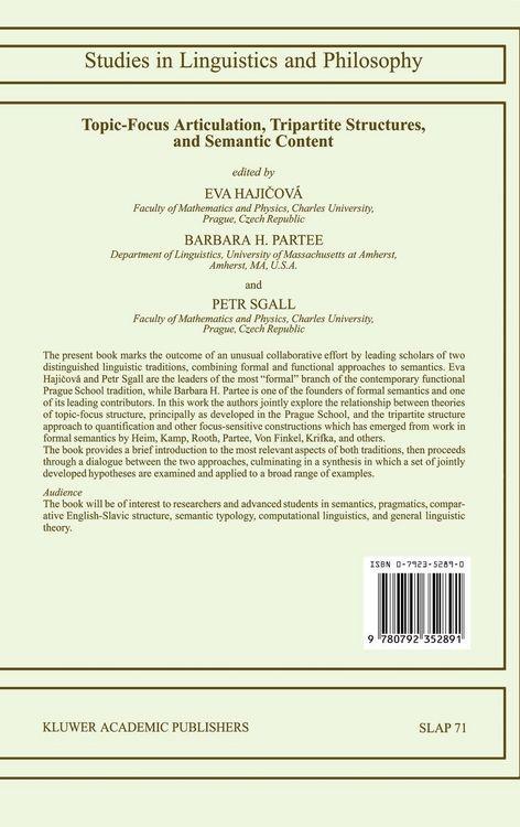 Produktbild: Topic-Focus Articulation, Tripartite Structures, and Semantic Content