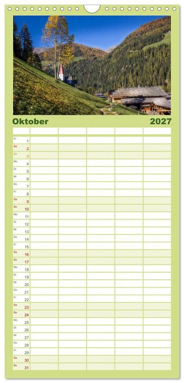 Produktbild: Familienplaner 2027 - Bergbauernh&ouml;fe im Ultental mit 5 Spalten (Wandkalender, 21 x 45 cm) CALVENDO
