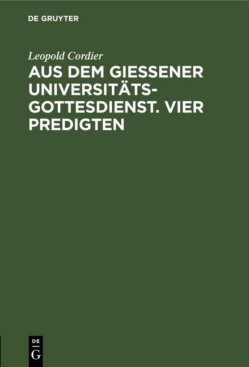 Produktbild: Aus dem Gie&szlig;ener Universit&auml;tsgottesdienst. Vier Predigten