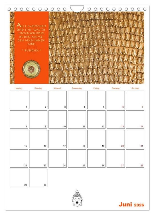 Produktbild: Buddhas Zitate und Weisheiten (Wandkalender 2026 DIN A4 hoch), CALVENDO Monatskalender