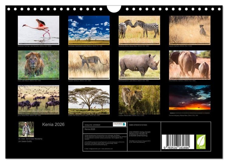 Produktbild: Kenia 2026 (Wandkalender 2026 DIN A4 quer), CALVENDO Monatskalender