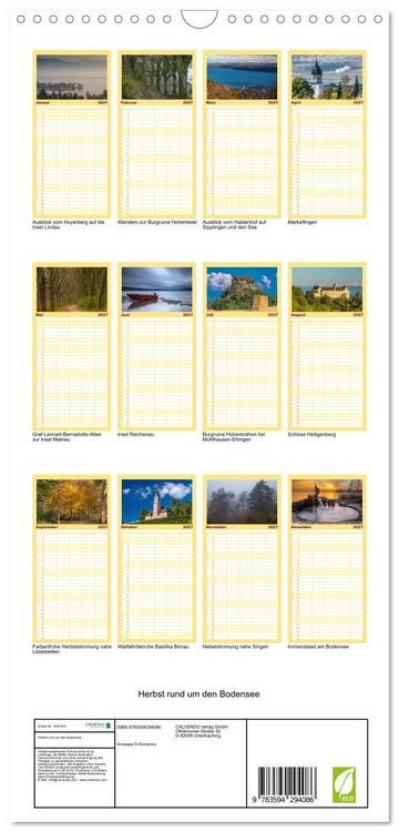 Produktbild: Familienplaner 2027 - Herbst rund um den Bodensee mit 5 Spalten (Wandkalender, 21 x 45 cm) CALVENDO