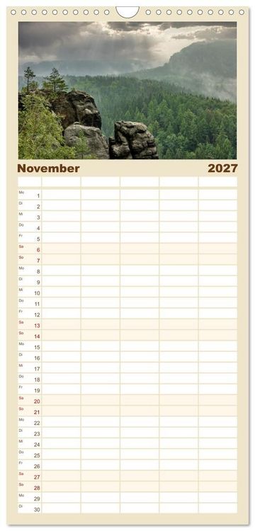 Produktbild: Familienplaner 2027 - Dresden und Elbsandsteingebirge mit 5 Spalten (Wandkalender, 21 x 45 cm) CALVENDO