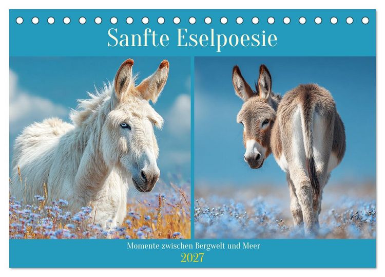 Produktbild: Sanfte Eselpoesie. Momente zwischen Bergwelt und Meer (Tischkalender 2027 DIN A5 quer), CALVENDO Monatskalender